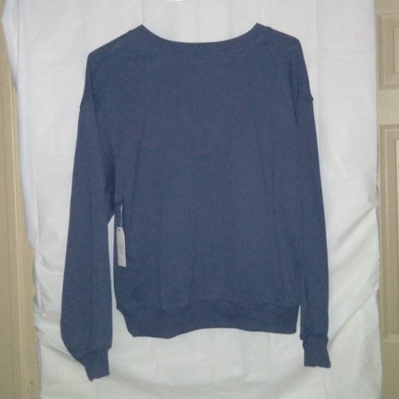 Time and Tru Women's M Blue V-Neck Sweatshirt - Picture 3 of 6